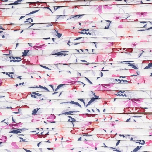 Nastro in tessuto Liberty - Bianco - Malva antico - Rosso x 1 m