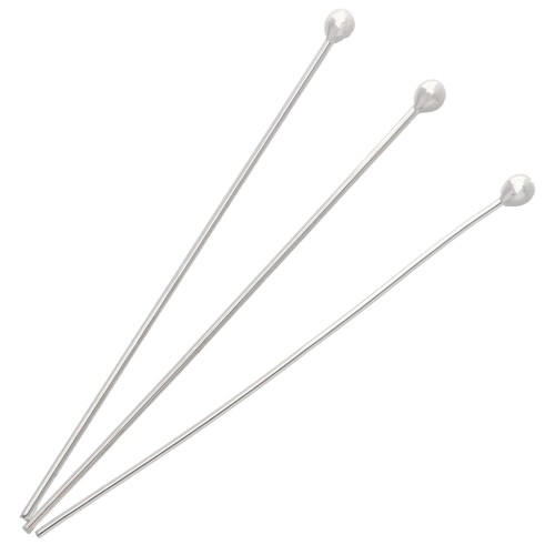 Chiodini pallina 50x0,8 mm - testa del chiodo 2,5 mm - Argento 925 x5