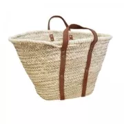 Borsa in foglie di palma e anse in cuoio 36x57 cm Naturale x1