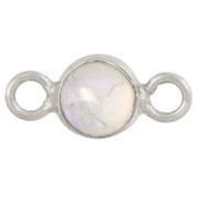 Distanziatore rotondo da 4,5 mm con pietra semipreziosa - Argento 925 - Opale