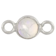 Distanziatore rotondo da 4,5 mm con pietra semipreziosa - Argento 925 - Opale