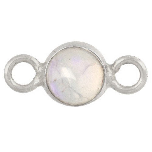 Distanziatore rotondo da 4,5 mm con pietra semipreziosa - Argento 925 - Opale