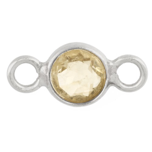 Distanziatore rotondo sfaccettato da 4,5 mm con pietra semipreziosa - Argento 925 - Citrino x1
