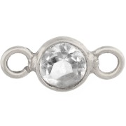 Distanziatore rotondo sfaccettato da 4,5 mm con pietra semipreziosa - Argento 925 - Cristallo di rocca