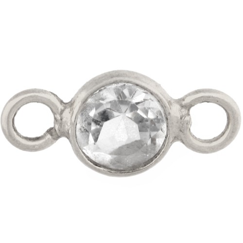 Distanziatore rotondo sfaccettato da 4,5 mm con pietra semipreziosa - Argento 925 - Cristallo di rocca