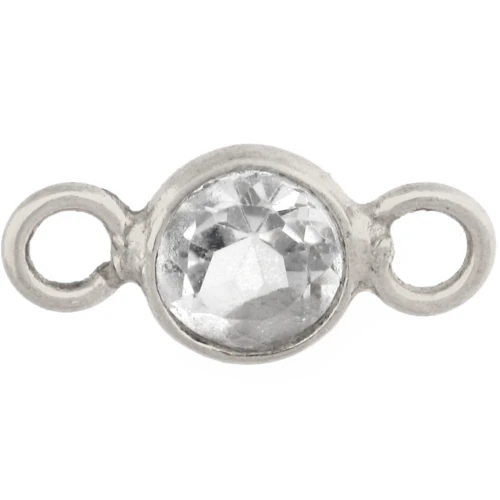 Distanziatore rotondo sfaccettato da 4,5 mm con pietra semipreziosa - Argento 925 - Cristallo di rocca