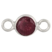 Distanziatore rotondo sfaccettato da 4,5 mm con pietra semipreziosa - Argento 925 - imitazione rubino x1