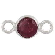 Distanziatore rotondo sfaccettato da 4,5 mm con pietra semipreziosa - Argento 925 - imitazione rubino x1