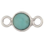 Distanziatore rotondo da 4,5 mm con pietra semipreziosa - Argento 925 - Turchese x1