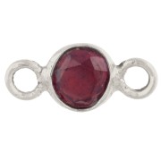 Distanziatore rotondo sfaccettato da 4,5 mm con pietra semipreziosa - Argento 925 - Granato x1