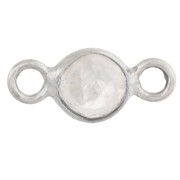 Distanziatore rotondo sfaccettato da 4,5 mm con pietra semipreziosa - Argento 925 - Pietra di luna x1