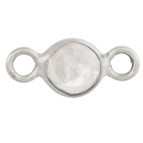 Distanziatore rotondo sfaccettato da 4,5 mm con pietra semipreziosa - Argento 925 - Pietra di luna x1
