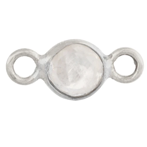 Distanziatore rotondo sfaccettato da 4,5 mm con pietra semipreziosa - Argento 925 - Pietra di luna x1