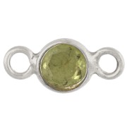 Distanziatore rotondo sfaccettato da 4,5 mm con pietra semipreziosa - Argento 925 - Peridoto x1