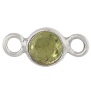 Distanziatore rotondo sfaccettato da 4,5 mm con pietra semipreziosa - Argento 925 - Peridoto x1