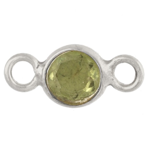 Distanziatore rotondo sfaccettato da 4,5 mm con pietra semipreziosa - Argento 925 - Peridoto x1