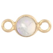 Distanziatore rotondo da 4,5 mm con pietra semipreziosa - Argento 925 dorato con oro fino - Opale x1