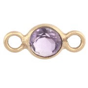 Distanziatore rotondo sfaccettato da 4,5 mm in pietra semipreziosa - Argento 925 Dorato con oro fino - Ametista