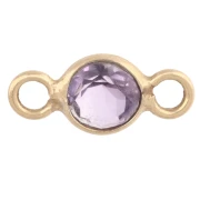 Distanziatore rotondo sfaccettato da 4,5 mm in pietra semipreziosa - Argento 925 Dorato con oro fino - Ametista