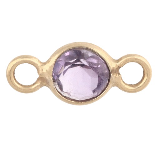 Distanziatore rotondo sfaccettato da 4,5 mm in pietra semipreziosa - Argento 925 Dorato con oro fino - Ametista