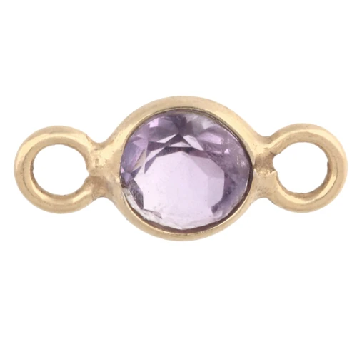Distanziatore rotondo sfaccettato da 4,5 mm in pietra semipreziosa - Argento 925 Dorato con oro fino - Ametista