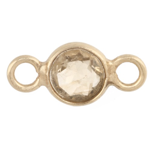 Distanziatore rotondo sfaccettato da 4,5 mm con pietra semipreziosa - Argento 925 dorato con oro fino - Citrino
