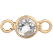 Distanziatore rotondo sfaccettato da 4,5 mm con gemma - Argento 925 dorato con oro fino - Cristallo di rocca