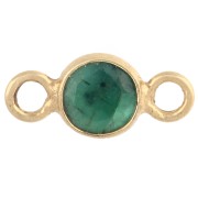 Distanziatore rotondo sfaccettato da 4,5 mm con pietra semipreziosa, argento 925 dorato con oro fino - imitazione smeraldo