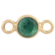 Distanziatore rotondo sfaccettato da 4,5 mm con pietra semipreziosa, argento 925 dorato con oro fino - imitazione smeraldo