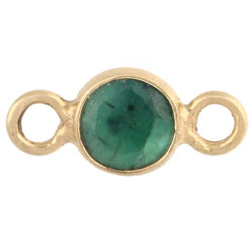 Distanziatore rotondo sfaccettato da 4,5 mm con pietra semipreziosa, argento 925 dorato con oro fino - imitazione smeraldo