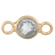 Distanziatore rotondo sfaccettato da 4,5 mm, imitazione gemma, argento 925 dorato con oro fino, Hydro Blue Topazio
