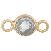 Distanziatore rotondo sfaccettato da 4,5 mm, imitazione gemma, argento 925 dorato con oro fino, Hydro Blue Topazio