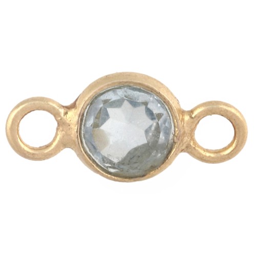 Distanziatore rotondo sfaccettato da 4,5 mm, imitazione gemma, argento 925 dorato con oro fino, Hydro Blue Topazio