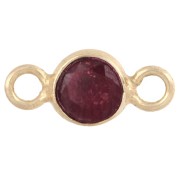 Distanziatore rotondo sfaccettato da 4,5 mm in pietra semipreziosa - Argento 925 dorato con oro fino - imitazione rubino
