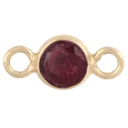 Distanziatore rotondo sfaccettato da 4,5 mm in pietra semipreziosa - Argento 925 dorato con oro fino - imitazione rubino