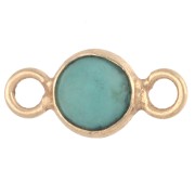 Distanziatore rotondo da 4,5 mm con pietra semipreziosa - Argento 925 dorato con oro fino - Turchese x1