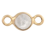 Distanziatore rotondo sfaccettato da 4,5 mm con pietra semipreziosa, argento 925 dorato con oro fino - Pietra di luna