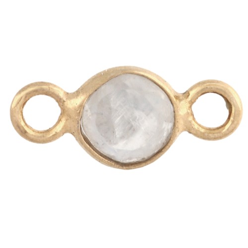 Distanziatore rotondo sfaccettato da 4,5 mm con pietra semipreziosa, argento 925 dorato con oro fino - Pietra di luna