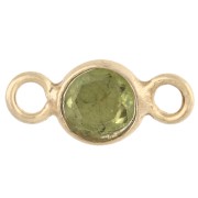 Distanziatore rotondo sfaccettato da 4,5 mm con pietra semipreziosa - Argento 925 dorato con oro fino - Peridoto