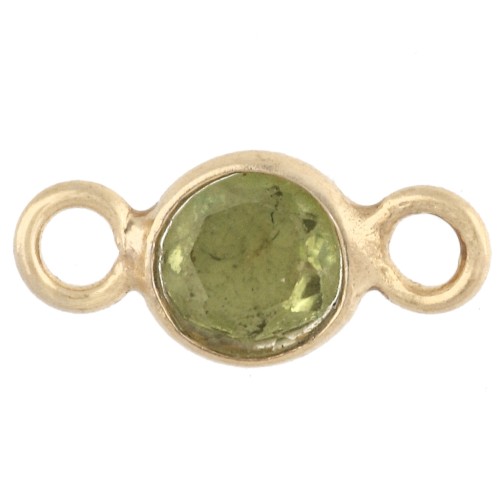 Distanziatore rotondo sfaccettato da 4,5 mm con pietra semipreziosa - Argento 925 dorato con oro fino - Peridoto