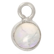 Ciondolo rotondo da 4,5 mm con pietra semipreziosa - Argento 925 - Opale x1