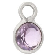 Ciondolo rotondo sfaccettato da 4,5 mm con pietra semipreziosa - Argento 925 - Ametista x1