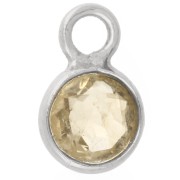 Ciondolo rotondo sfaccettato da 4,5 mm con pietra semipreziosa - Argento 925 - Citrino x1