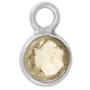 Ciondolo rotondo sfaccettato da 4,5 mm con pietra semipreziosa - Argento 925 - Citrino x1
