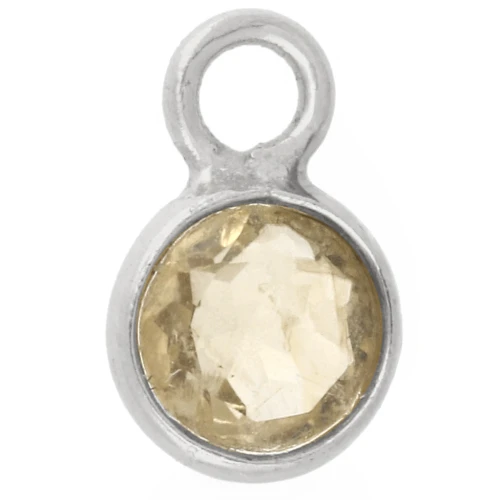 Ciondolo rotondo sfaccettato da 4,5 mm con pietra semipreziosa - Argento 925 - Citrino x1