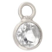 Ciondolo rotondo sfaccettato da 4,5 mm con pietra semipreziosa - Argento 925 - Cristallo di rocca