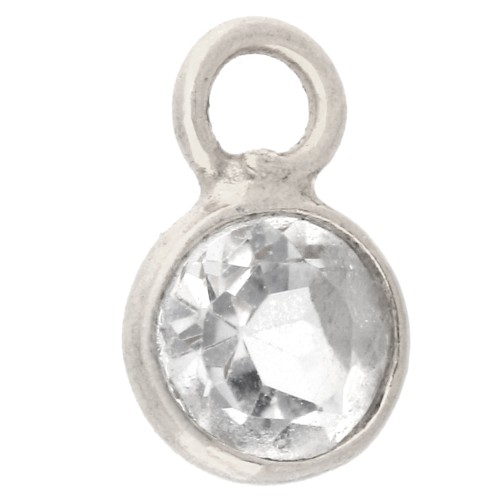 Ciondolo rotondo sfaccettato da 4,5 mm con pietra semipreziosa - Argento 925 - Cristallo di rocca