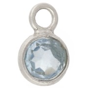 Ciondolo rotondo sfaccettato da 4,5 mm, imitazione gemma, argento 925 - Topazio Hydro Blue
