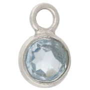 Ciondolo rotondo sfaccettato da 4,5 mm, imitazione gemma, argento 925 - Topazio Hydro Blue