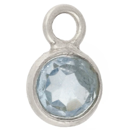 Ciondolo rotondo sfaccettato da 4,5 mm in pietra semipreziosa, argento 925 - Topazio blu